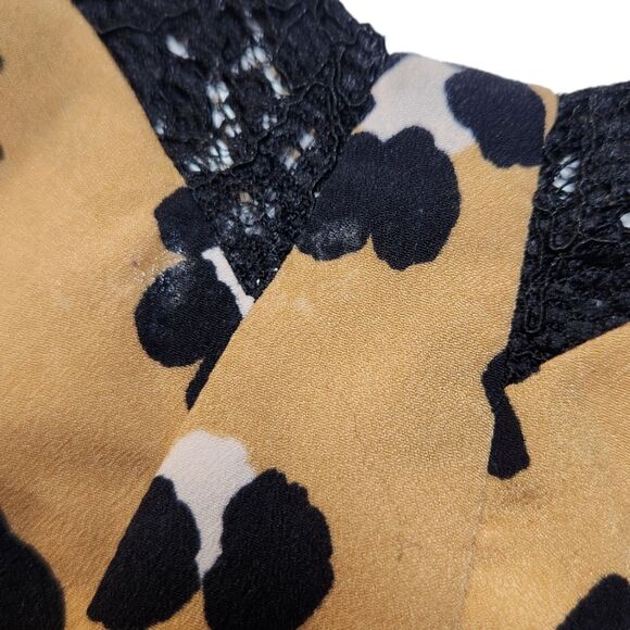 Thakoon‎ Dress Corset Leopard Animal Print A-Line Midi Lace Black Tan Flowy 4 - Picture 13 of 16